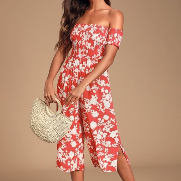 Lulus Summer Nights Floral Print Culotte Jumpsuit Size Small - Picture 1 of 4